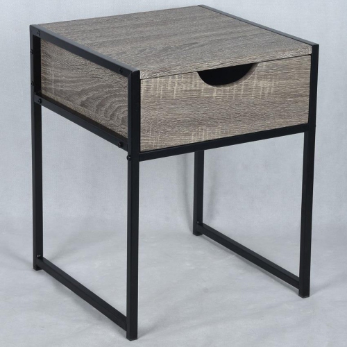 ITY International - Side Table with Drawer, Made of MDF, 15.7" x 19.7" x 15.7", Taupe Gray