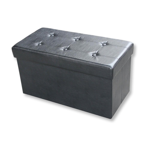ITY International - Grand Ottomane/ Repose-Pied Pliable avec Rangement, 30" x 14.75" x 15.75, Noir
