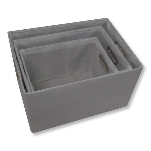 ITY International - Set of 3 Fabric Storage Baskets with Handles, Gray
