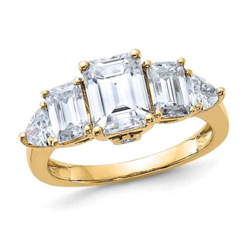 GEM AND HARMONY  1.90 Carat (Ctw) Synthetic Moissanite Emerald-Cut Engagement Ring In 14K Gold In Yellow
