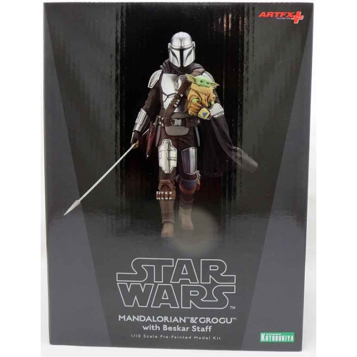 Star Wars The Mandalorian 7 Inch Statue Figure ArtFX - Mandalorian & Grogu with Beskar Staff