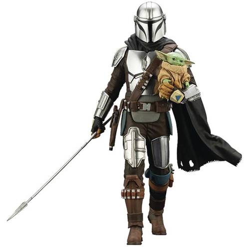 Star Wars The Mandalorian 7 Inch Statue Figure ArtFX - Mandalorian & Grogu with Beskar Staff