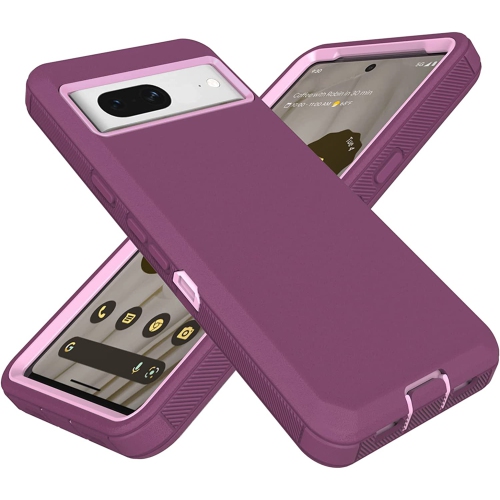 CSMART  【】 Anti-Drop Triple 3 Layers Shockproof Heavy Duty Defender Hard Case for Google Pixel 7, Wine