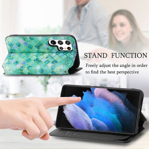 Compatible with Samsung Galaxy S23 Ultra 5G Wallet Case,Premium Leather Flip Wallet Case with Card Slots Kickstand Magnetic Buckle Shockproof