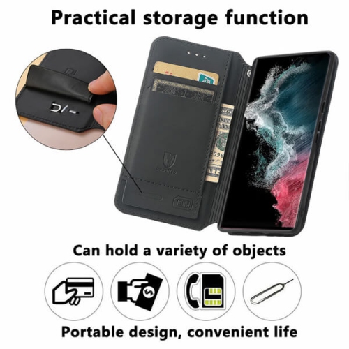 Compatible with Samsung Galaxy S23 Ultra 5G Wallet Case,Premium Leather Flip Wallet Case with Card Slots Kickstand Magnetic Buckle Shockproof
