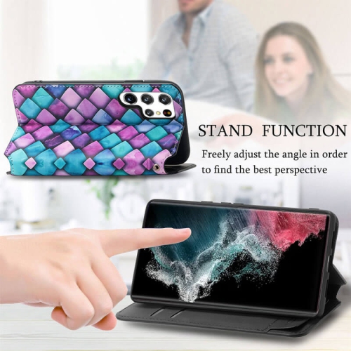 Compatible with Samsung Galaxy S23 Ultra 5G Wallet Case,Premium Leather Flip Wallet Case with Card Slots Kickstand Magnetic Buckle Shockproof