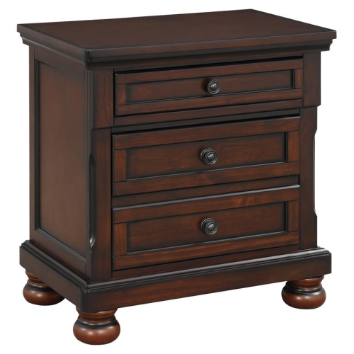 Lexicon Cumberland 3-Drawers Traditional Wood Nightstand in Brown Cherry
