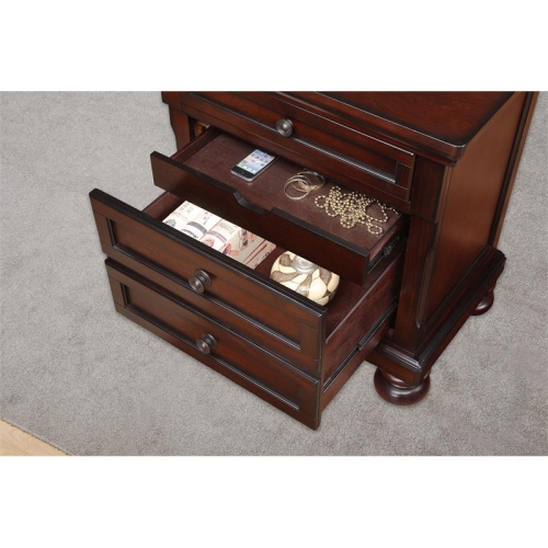 Lexicon Cumberland 3-Drawers Traditional Wood Nightstand in Brown Cherry