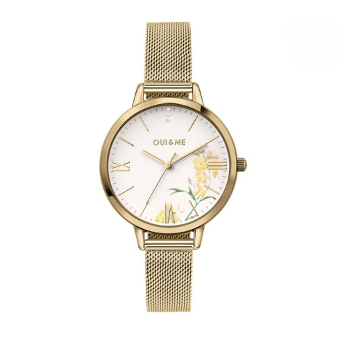 OUI & ME  Fleurette 34MM 3 Hand With Silver Dial Mesh Gold In Yellow