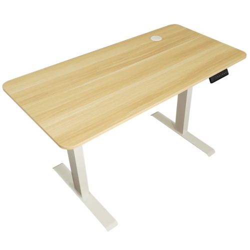 Uncaged Ergonomics Rise Up Essential Electric Height Adjustable Sit/Stand Desk (Natural Top/White Frame)