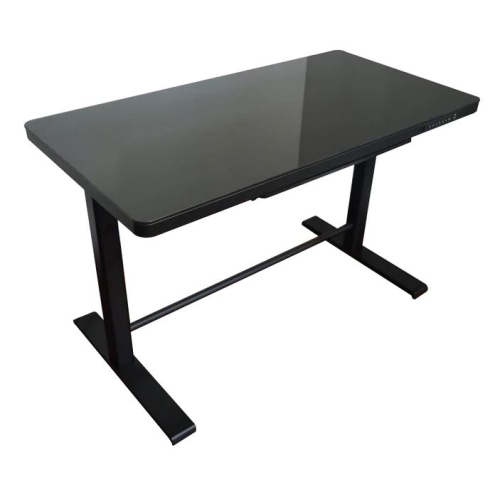 UNCAGED ERGONOMICS  (Ruglass) Rise Up Electric Height Adjustable Sit/stand Desk (Black Glass Top/black Frame)