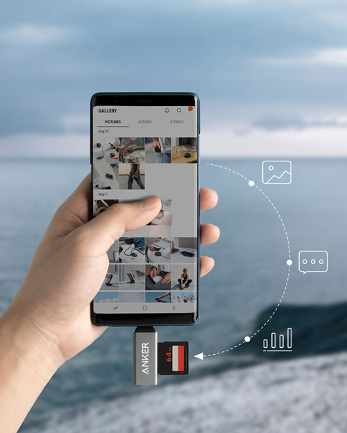 Lecteur de cartes 2-en-1 USB-C à SD/microSD d'Anker