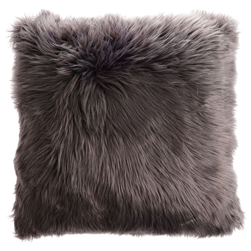 Coussin décoratif de luxe en similifourrure de 20 po de Millano Collection - Gris