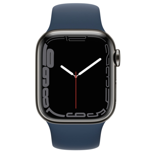 Refurbished - Apple Watch Series 7 (GPS + Cell) 41mm Graphite Stainless Steel Case with Abyss Blue Sport Band - Apple Certified Refurbished