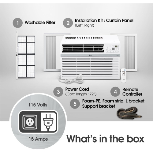 LG 15,000 BTU Smart (WiFi) Window Air Conditioner, Cools 800 Sq. Ft. (25' x 32' Room), Quiet Operation, w/ Remote, 3 Cooling & Fan Speed, Auto Restart, 115-Volt (LW1521ERSM)