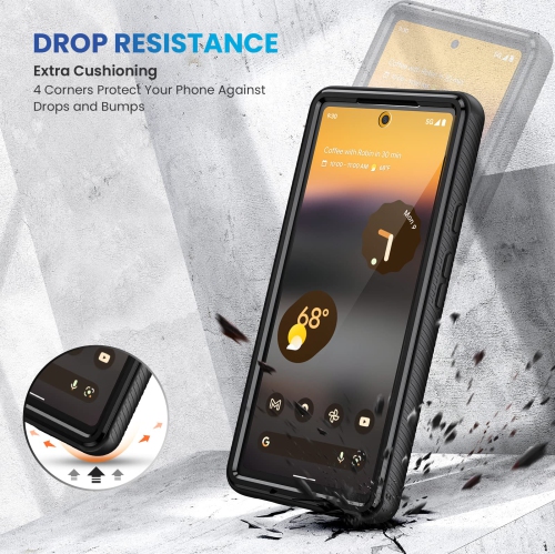 Google Pixel 6A Case, Built-in Screen Protector Full-Body Rugged Pixel 6A Case Shockproof Heavy Duty Drop Protection Bumper Cover for Google Pixel 6A