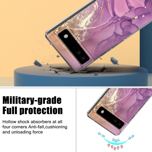 Phone Case for Google Pixel 6A with Gold Marble Flexible Design for Women Girls,Full-Body Protection Soft TPU Thin Case Skin Cover Compatible with