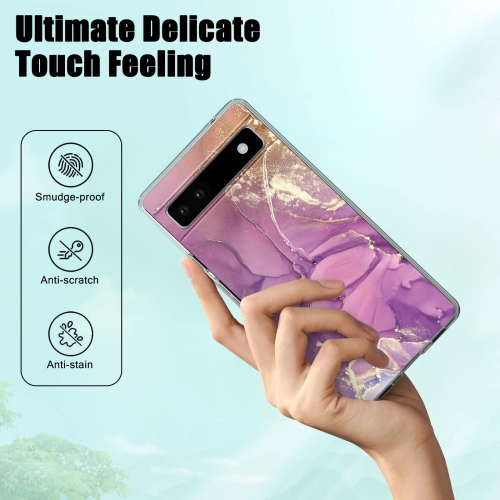 Phone Case for Google Pixel 6A with Gold Marble Flexible Design for Women Girls,Full-Body Protection Soft TPU Thin Case Skin Cover Compatible with