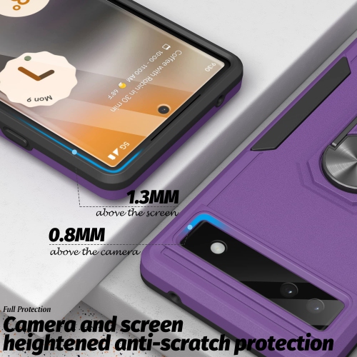 5 in 1 for Google Pixel 6A 5G Phone Case, Ring Kickstand Case with Screen Protector and Camera Lens Protector for Google Pixel 6A 5G, Drop Protection
