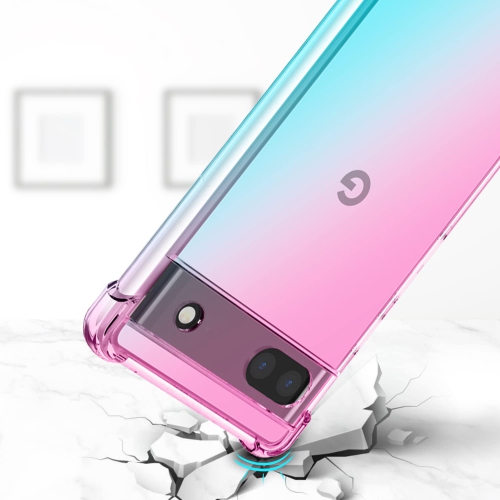 Pixel 6A Case with Tempered Glass Screen Protector,Clear Design Reinforced Corners Slim Fit Soft Flexible TPU Shockproof Protective Phone Case for