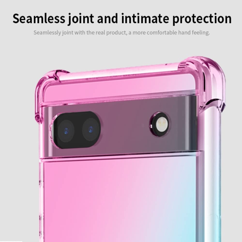 Pixel 6A Case with Tempered Glass Screen Protector,Clear Design Reinforced Corners Slim Fit Soft Flexible TPU Shockproof Protective Phone Case for