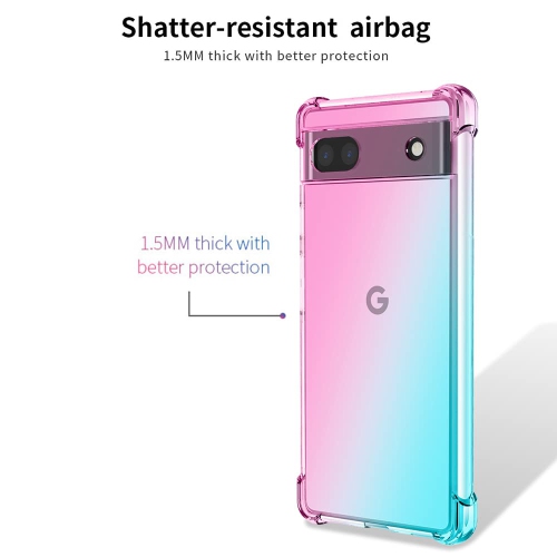 Pixel 6A Case with Tempered Glass Screen Protector,Clear Design Reinforced Corners Slim Fit Soft Flexible TPU Shockproof Protective Phone Case for