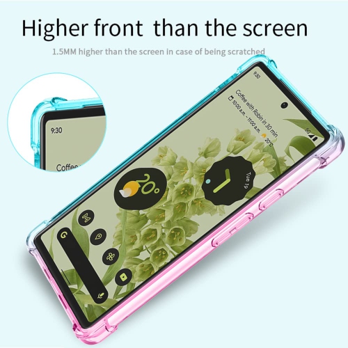 Pixel 6A Case with Tempered Glass Screen Protector,Clear Design Reinforced Corners Slim Fit Soft Flexible TPU Shockproof Protective Phone Case for