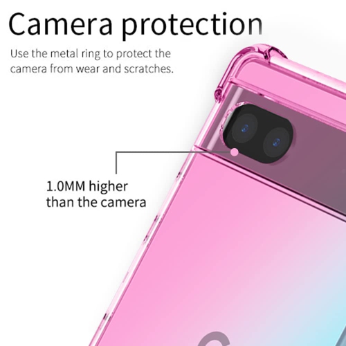 Pixel 6A Case with Tempered Glass Screen Protector,Clear Design Reinforced Corners Slim Fit Soft Flexible TPU Shockproof Protective Phone Case for