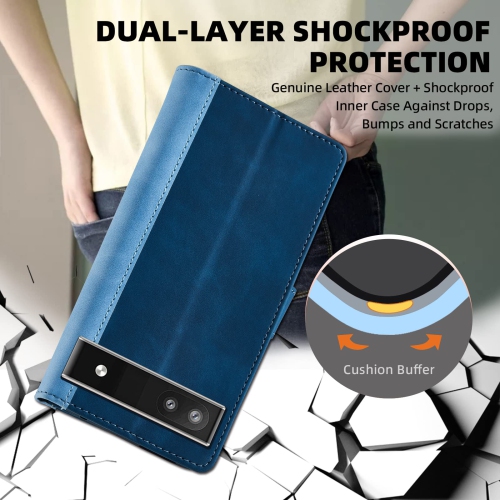 Google Pixel 6a Case Wallet, Google Pixel 6a Flip Case Premium PU Sturdy Leather Protective Magnetic Clasp Design Flip Case with Card Holder Slots