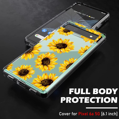 Case Compatible with Google Pixel 6a Clear with Design Elegant Flora Pattern Soft TPU Slim Shockproof Protective Google Pixel 6A 5G 6.1 inch Skin for