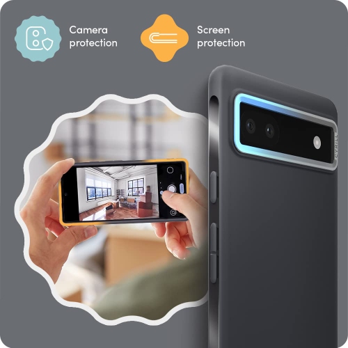 Pixel 6a Case 5G, Dust-Resistant Silicone-Feel TPU with Protective PC Camera Ring - Dusk