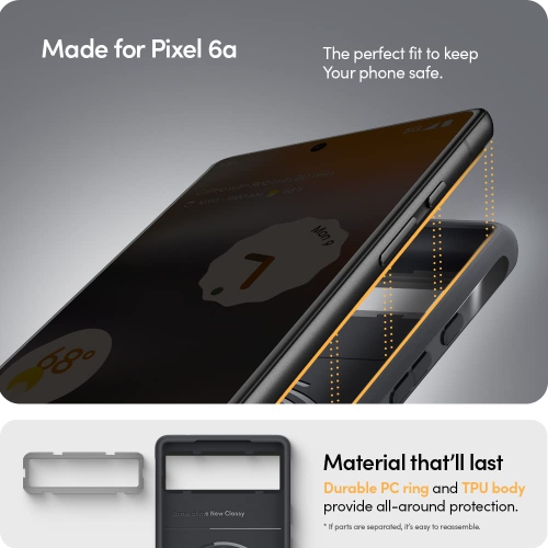 Pixel 6a Case 5G, Dust-Resistant Silicone-Feel TPU with Protective PC Camera Ring - Dusk