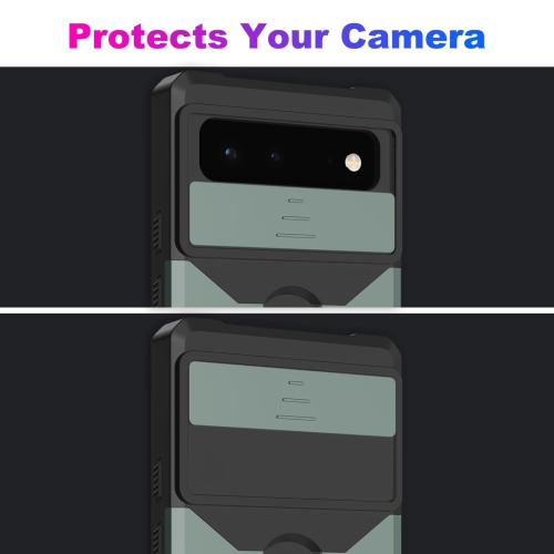 Wallet Case Compatible with Google Pixel 6A & 2 Screen Protectors, with Sliding Camera Cover, Card Holder Slot and Magnetic Kickstand Ring, Heavy