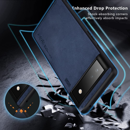 Google Pixel 6A Case Drop Protective Thin Dual Layer Shockproof Bumper Cases Full Body Rugged Hard PC Back Anti-Scratch Microfiber Surface with Grip