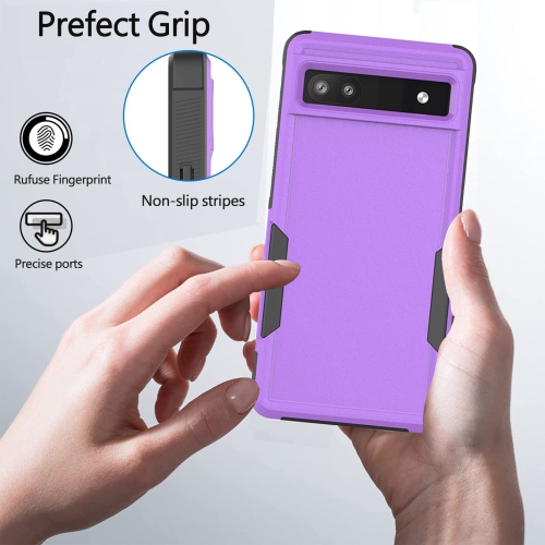 Google Pixel 6A 5G, Commuter Phone Case [Military Grade] 2 in 1 Shockproof Rugged Protective, Heavy Duty Cover for Pixel 6A 5G Purple(Without