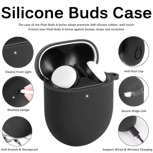 1+1 Pack Compatible Google Pixel 6A Case + Google Pixel Buds A-Series Case, Ultra-Thin PC Matte Texture Shockproof Phone Case with Silicone Buds Case