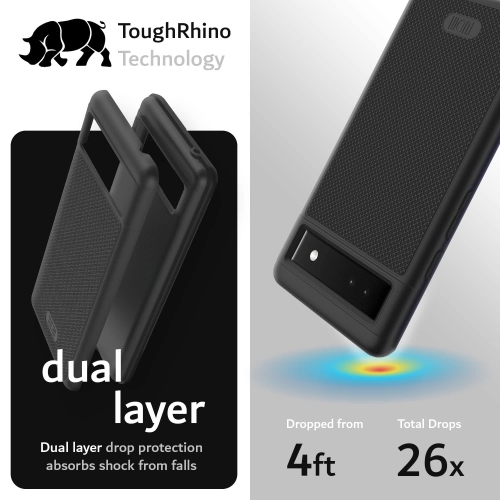 DualShield Grip Designed for Google Pixel 6a Case, Shockproof Military Grade Dual Layer Slim Protective Case for Pixel 6a (Matte Black)