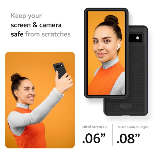 DualShield Grip Designed for Google Pixel 6a Case, Shockproof Military Grade Dual Layer Slim Protective Case for Pixel 6a (Matte Black)