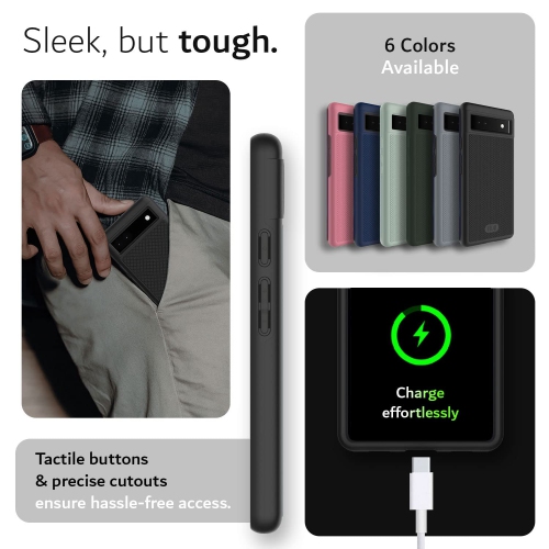 DualShield Grip Designed for Google Pixel 6a Case, Shockproof Military Grade Dual Layer Slim Protective Case for Pixel 6a (Matte Black)