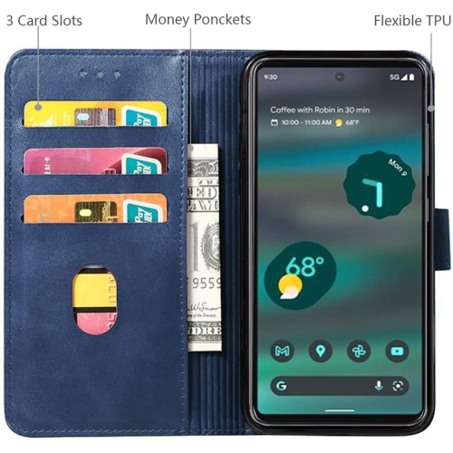Google Pixel 6A Case 5G, Google Pixel 6A Wallet Case Shockproof Flip Flap Foldable Magnetic Clasp Protective Pixel 6A Cover Case with Cash Credit
