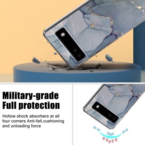 Google Pixel 6A with Gold Marble Flexible Design for Women Girls,Full-Body Protection Soft TPU Slim Google Pixels 6A Case Skin Cover-Grey