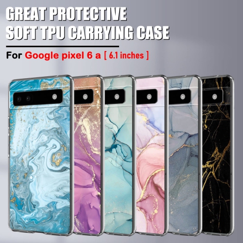 Google Pixel 6A with Gold Marble Flexible Design for Women Girls,Full-Body Protection Soft TPU Slim Google Pixels 6A Case Skin Cover-Grey