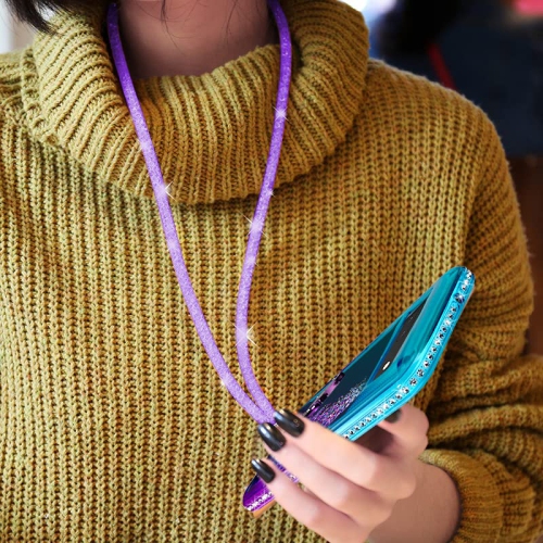 Google Pixel 6A Case with Ring Kickstand Lanyard, Moving Liquid Glitter Sparkle Holographic, Girls Women Bling Diamond Ring Protective Cover for