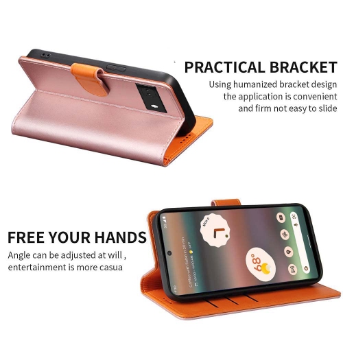 Google Pixel 6a Case Wallet Genuine Leather Flip with Anti-Theft RFID Blocking Kickstand Strong Magnetic Clasp Closure Cash Credit Card Slots