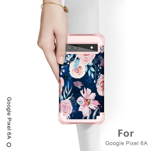 for Google Pixel 6A Case, Heavy Duty Shockproof Protection Hard Plastic+Silicone Rubber Hybrid 3 in 1 Drop Protective Case for Google Pixel 6A Navy