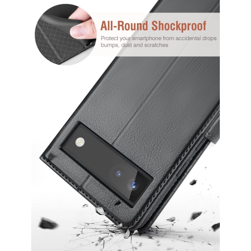 Google Pixel 6A Case Wallet, PU Leather Flip Folio Case with Card Holders RFID Blocking Kickstand Shockproof TPU Inner Shell Phone Cover 6.1 Inch 2022