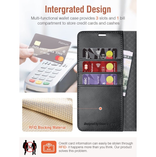 Google Pixel 6A Case Wallet, PU Leather Flip Folio Case with Card Holders RFID Blocking Kickstand Shockproof TPU Inner Shell Phone Cover 6.1 Inch 2022