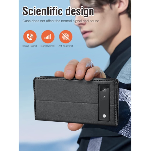 Google Pixel 6A Case Wallet, PU Leather Flip Folio Case with Card Holders RFID Blocking Kickstand Shockproof TPU Inner Shell Phone Cover 6.1 Inch 2022