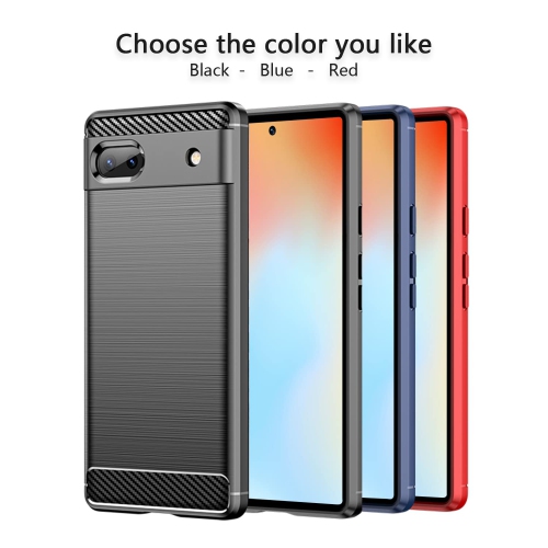 Case for Google Pixel 6A Case Pixel 6A Coque, Black Carbon Fiber Effect Gel Grip Protection Cover Anti Scratch Anti Collision , Case Compatible with