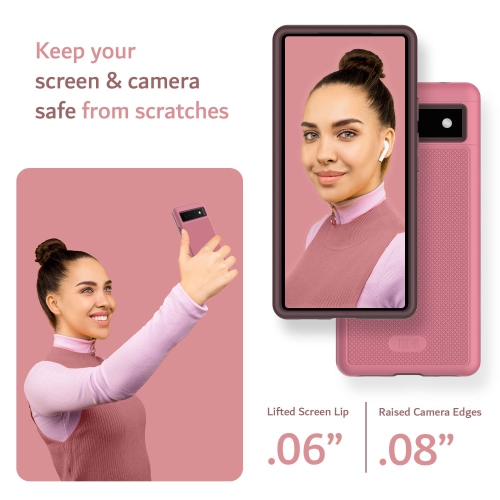 DualShield Grip Designed for Google Pixel 6a Case, MergeGrip Shockproof Military Grade Dual Layer Slim Protective Case for Pixel 6a (Smokey Pink)